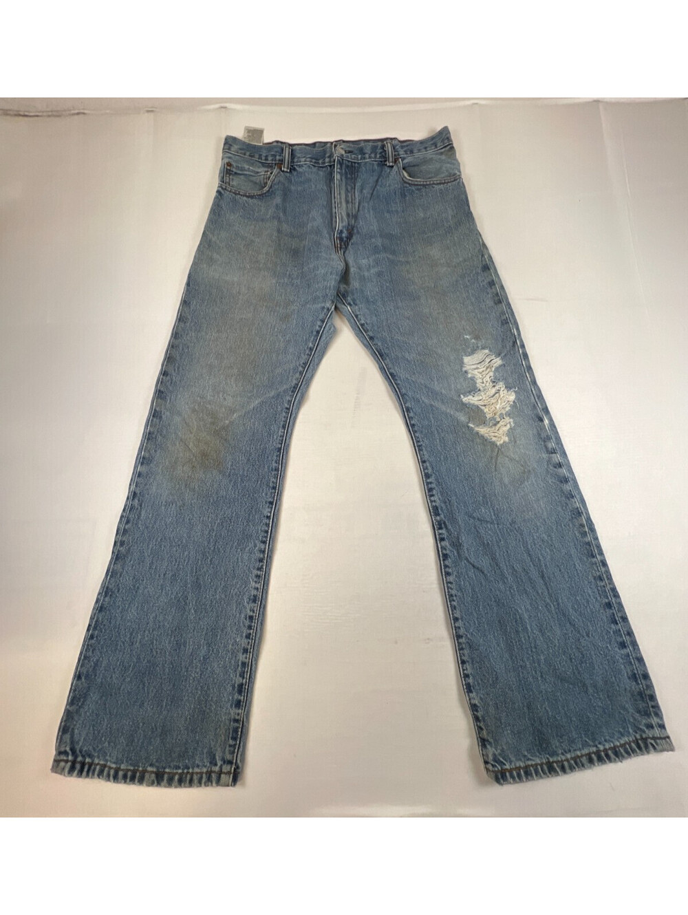 Levi's 517 Men 36x32 Blue Distressed Bootcut Cotton Denim Jeans